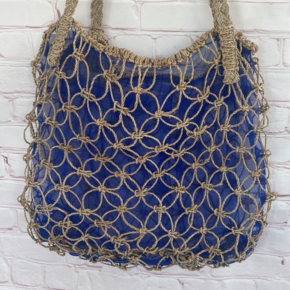 80’s Woven twine/straw patterned Beach mesh bag RARE FIND! - Picture 3 of 7